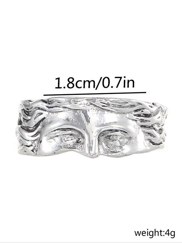 Punk Style Creative Face Design Cuff Ring, Fall Vintage Style Adjustable Open Ring for Women & Men, Fashion Jewelry Accessories for Daily Wear, Vintage Rings
