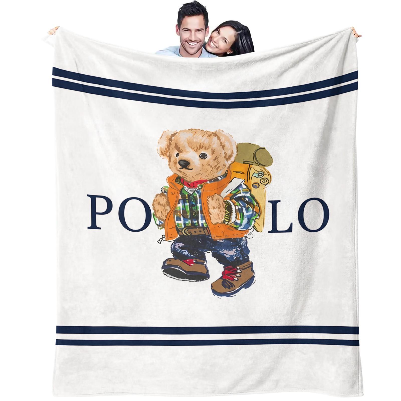 Bear printed pattern blanket, suitable for all seasons, suitable for beds, sofas, cars, room decorations, and gifts, suitable for children or adults, Cartoon pattern blanket