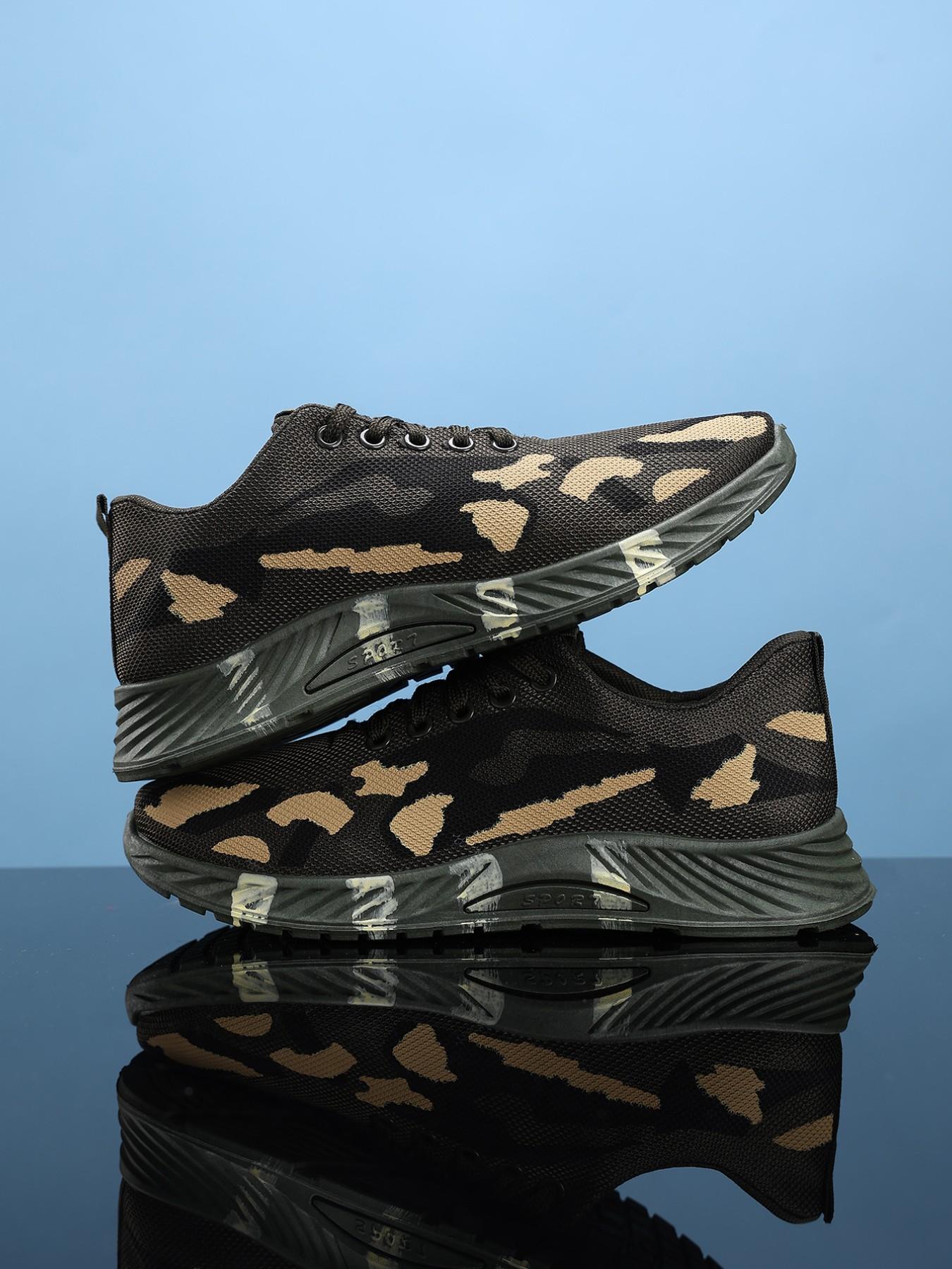 Men's Camouflage Sports Shoes, Breathable Anti-Slip Outdoor Casual Shoes, Lightweight Durable Work Safety Shoes