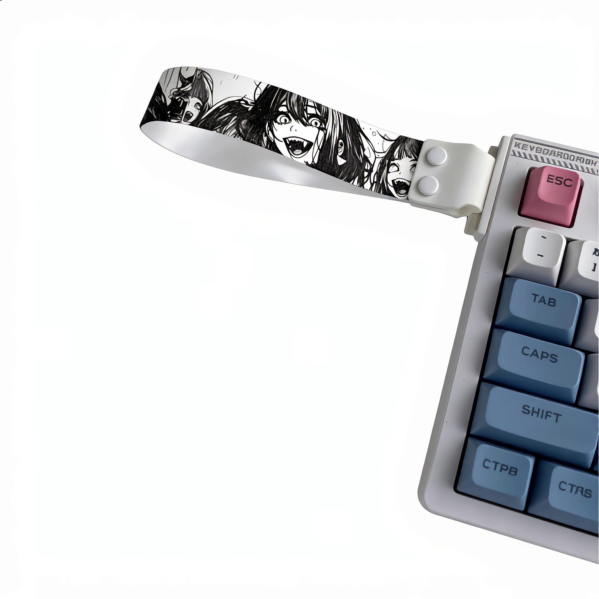 Anime Keyboard Lanyard, Detachable Cartoon Ribbon, Universal DIY Decorative Strap, Trendy Anime Character Print, Versatile Keyboard Accessory