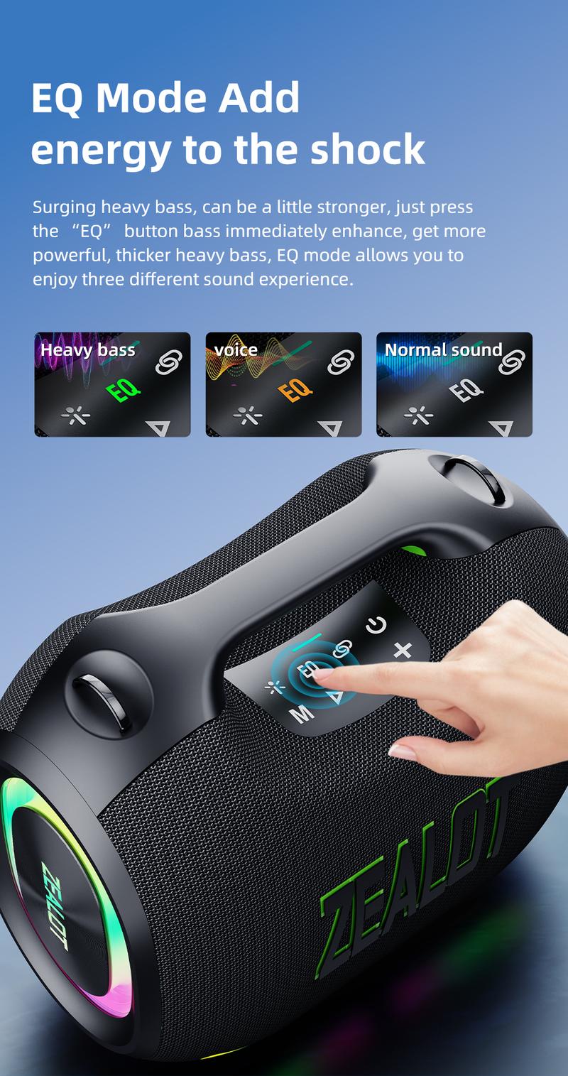 120W【ZEALOT】24000mAh/LIMITED/OFFERS Portable Speaker Bluetooth Speaker Party Speaker Waterproof IPX6 RGB Lights Power Bank TWS supports TWS pairing/USB/TF/AUX/BT smartphones. Ideal choice for family/car/Pool Party/BBQ/camping/gift giving