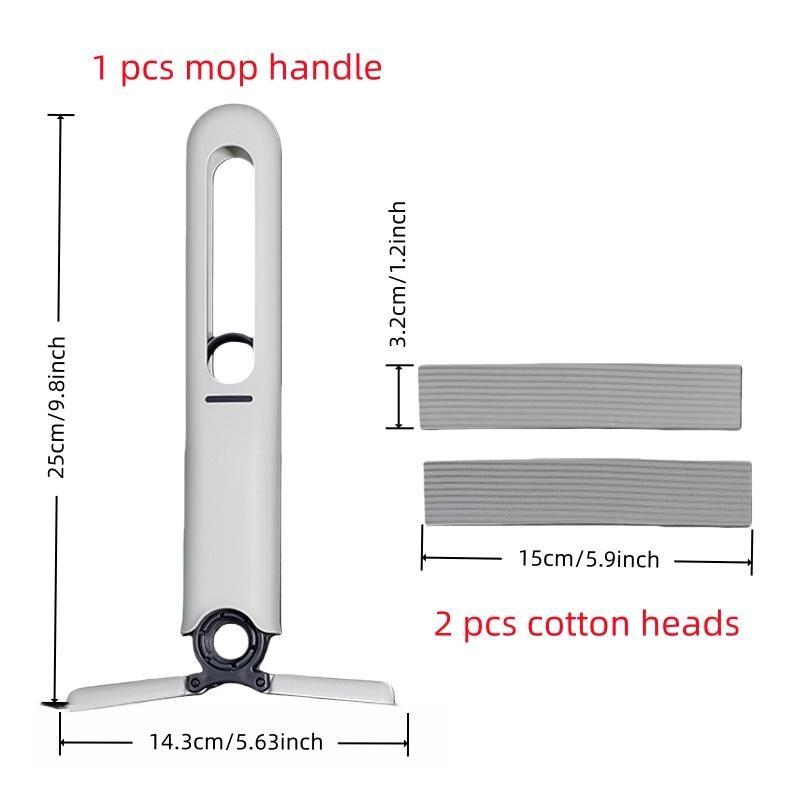 Mini Cleaning Mop Set, 3-Piece Sponge Mop, Dry Wet Dual Use, 2 Sponge Heads, 1 Squeeze Handle, Ideal for Bathroom, Kitchen, Car