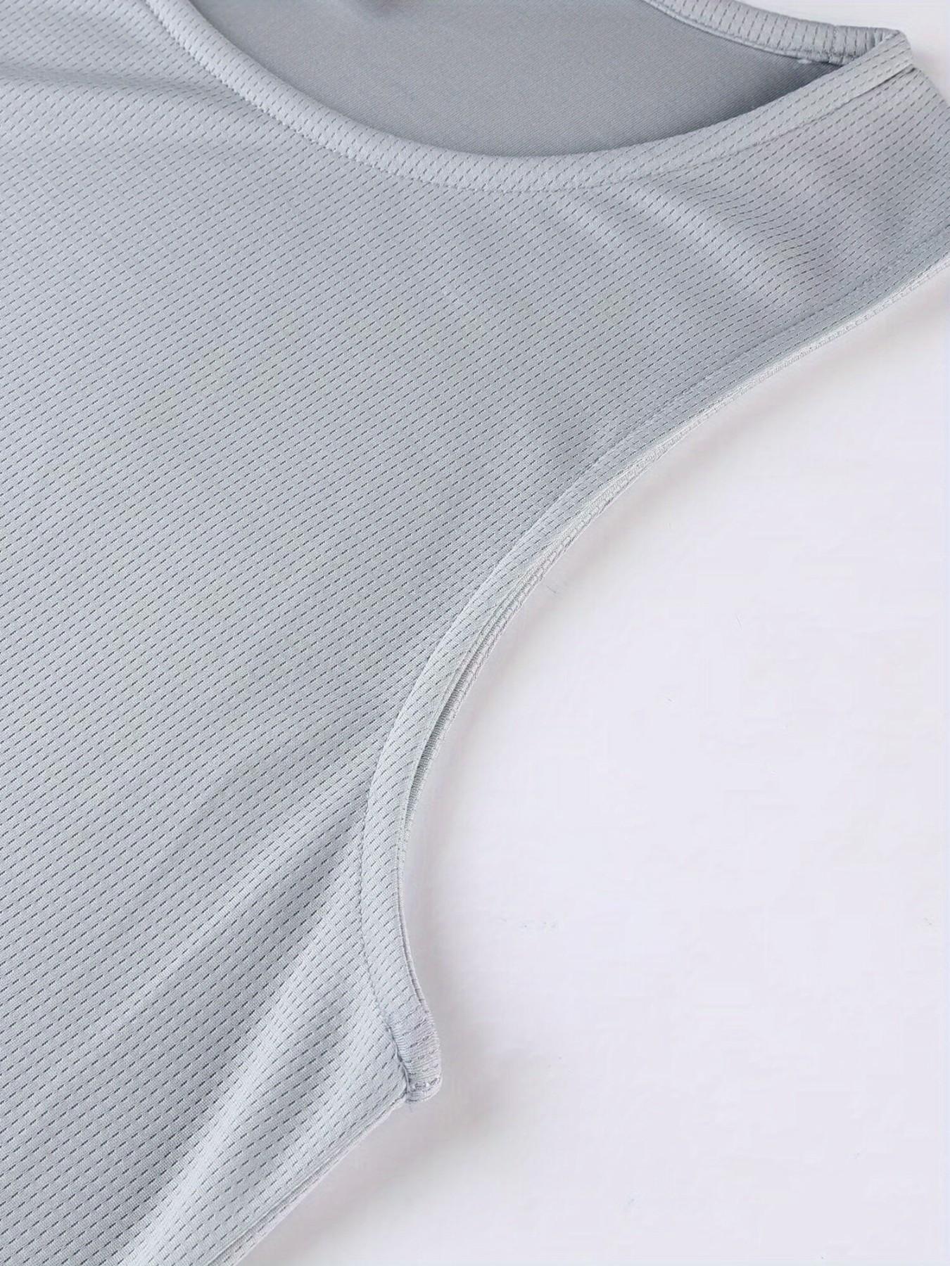 3-Pack Men's Sporty Vest, Quick-Dry Breathable Sleeveless Shirt, Ideal for Gym, Running, Basketball, Lightweight Polyester Print, Fitness Wear