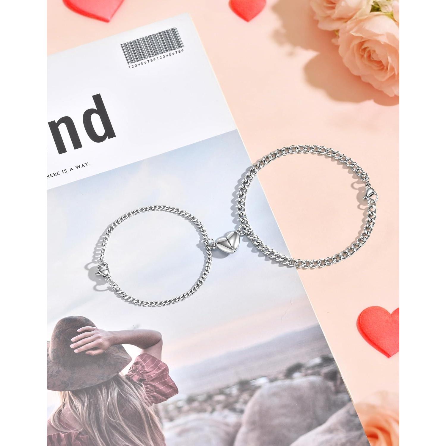 Permanent Couples Matching Bracelets Kit - DIY Bracelet Set Cuban Adjustable Link Bracelets Gifts for Boyfriend, Valentines Day Gifts for Him Her Matching Bracelets    for Anniversary Birthday