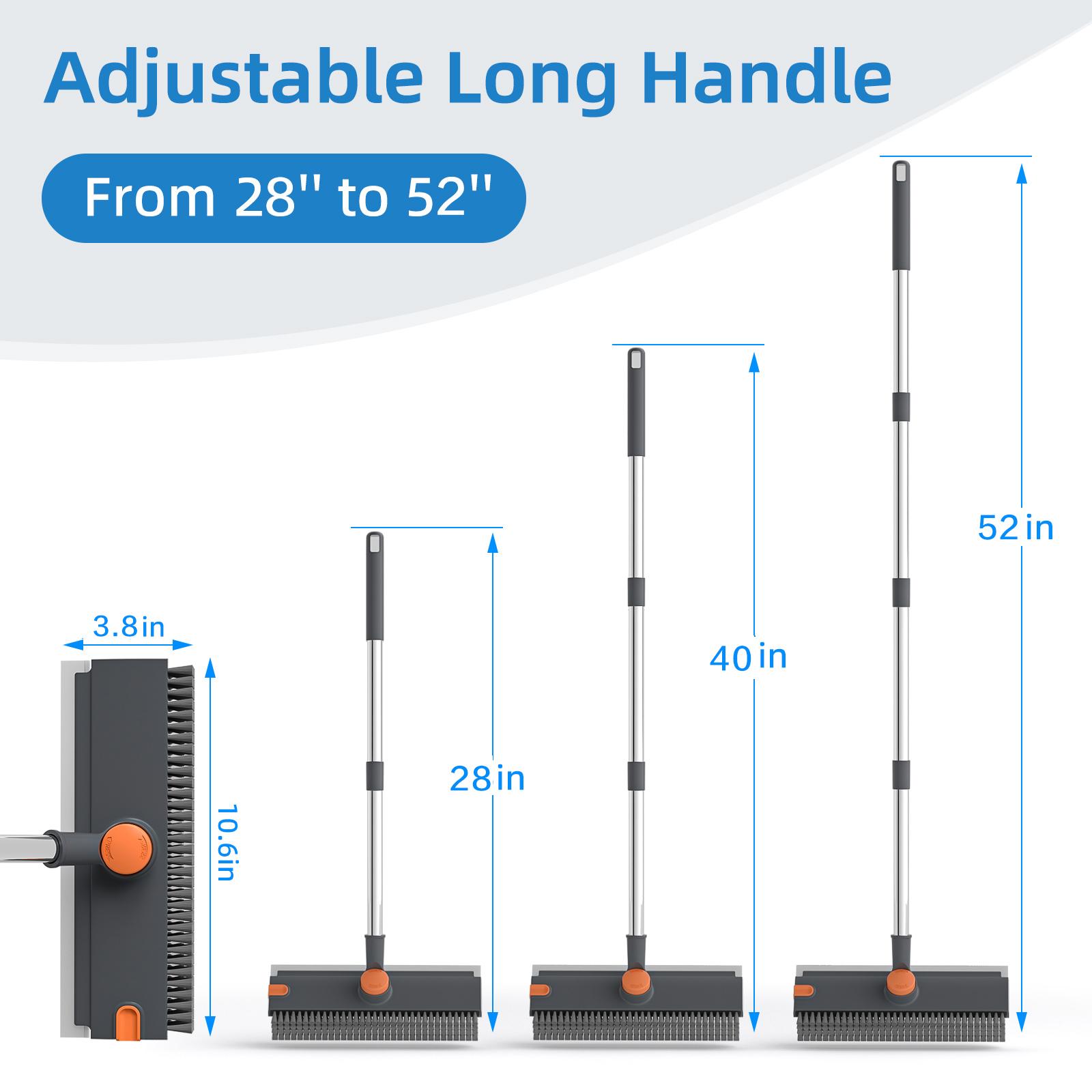 Glumzrk Floor Scrub Brush with Long Handle, cleaning brush,3 in 1 Scrape and Heavy-Duty Stiff Bristle Scrubber Brush for Cleaning Shower Bathroom, Patio, Garage, Kitchen, Wall and Deck