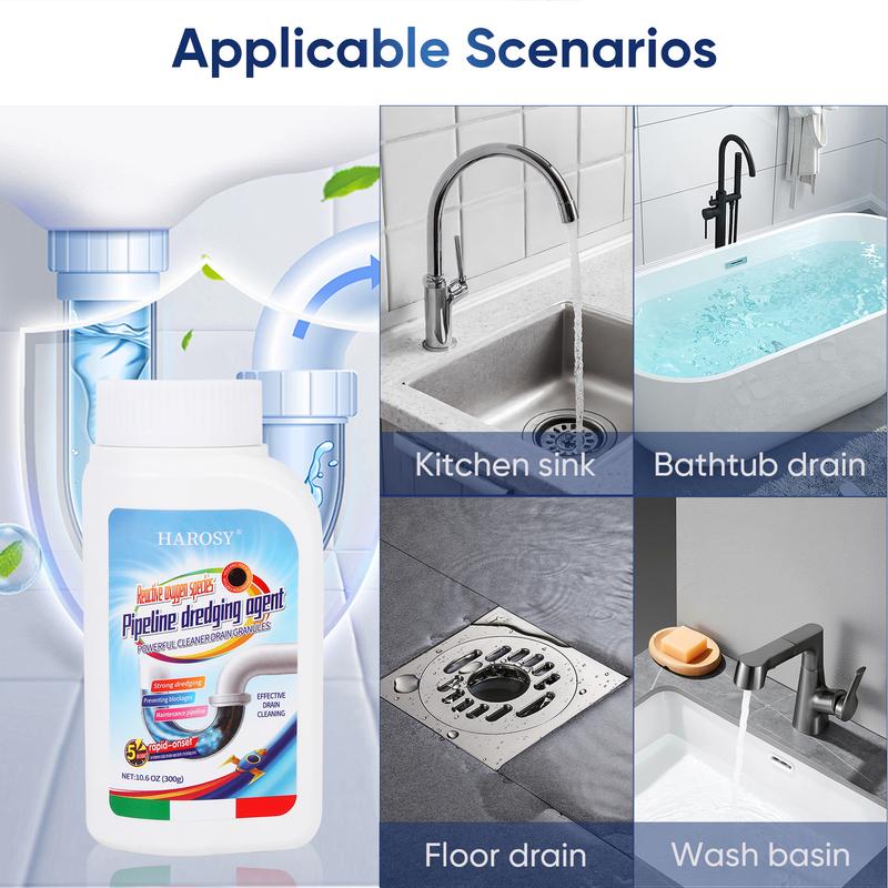 Pipeline Dredging Agent, Drain Clog Remover, Kitchen Unblocker, Pipe Unclogger, Sink And Drain Cleaner Powder, Powerful Solution for Kitchen, Bathroom, Toilet & Sink