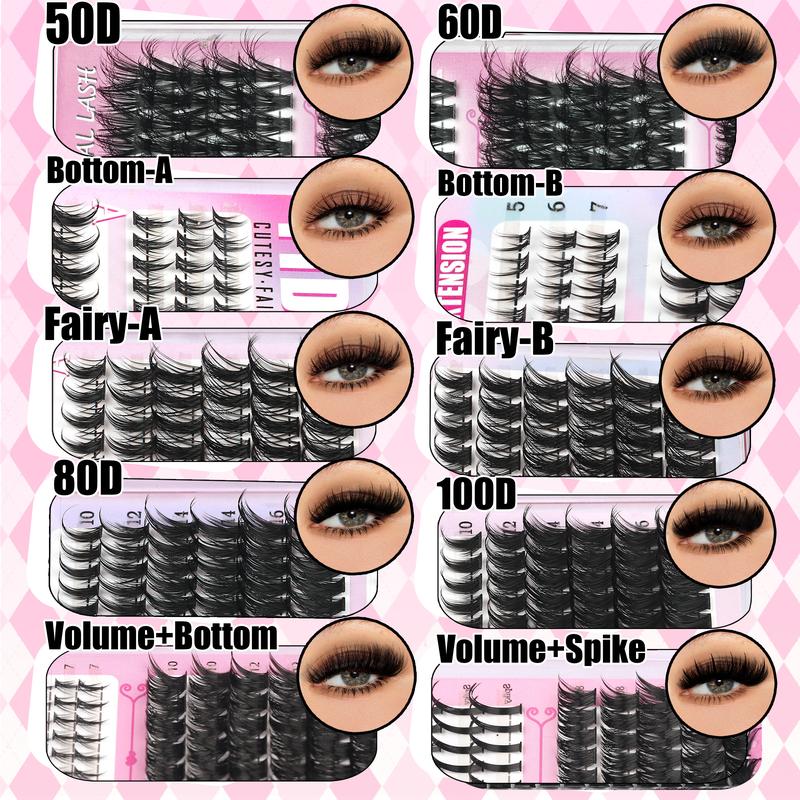 1614Pcs Lash Clusters Kit, 13 Styles 50D,60D,80D,100D,Fairy-A-B,BottomA-B 5-20mm Cluster Eyelash Extension D-Curl With Lash Bond and Seal, Lash Remover, Lash Tweezers, Eyelash Brush DIY Easily, Diy Eyelash Extensions 1614Pcs Lash Clusters Kit, 13 Styles 50D,60D,80D,100D,Fairy-A-B,BottomA-B 5-20mm Cluster Eyelash Extension D-Curl With Lash Bond and Seal, Lash Remover, Lash Tweezers, Eyelash Brush DIY Easily, Diy Eyelash Extensions