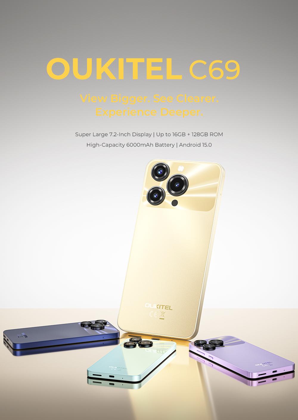 OUKITEL C69 Unlocked Cell Phone, 7.2''120Hz Display, 16GB(4+12)+