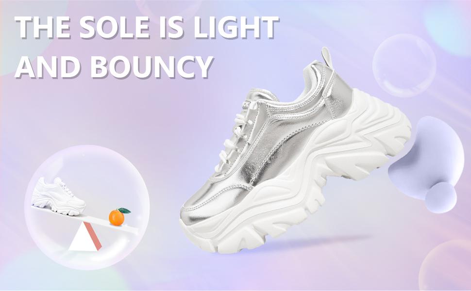 LUCKY STEP Chunky Sneakers for Women Fashion Platform White Leather Casual Dad Shoes Comfortable Wedge Walking Sport Sneakers