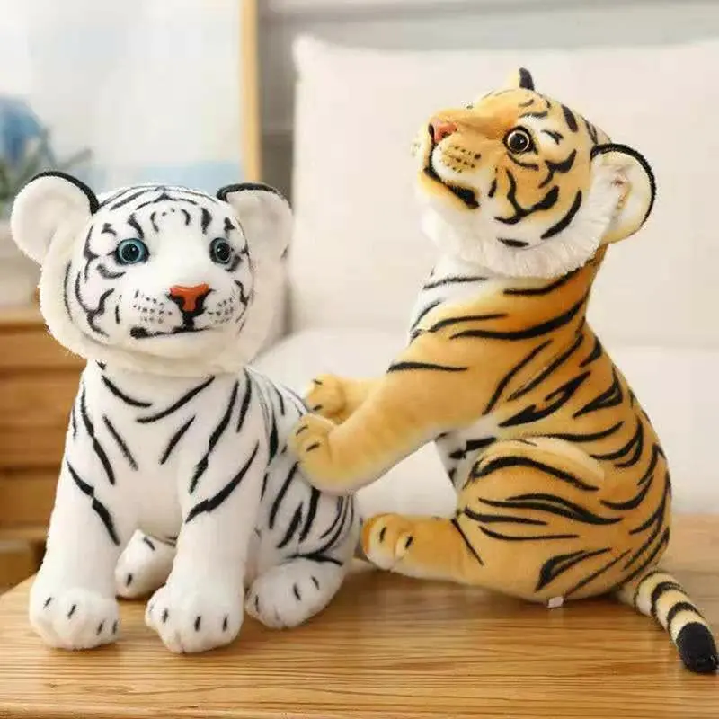 23-33cm Cute lifelike Tiger Stuffed Animals White Tigers Plush Toy Real-life Willd Tiger