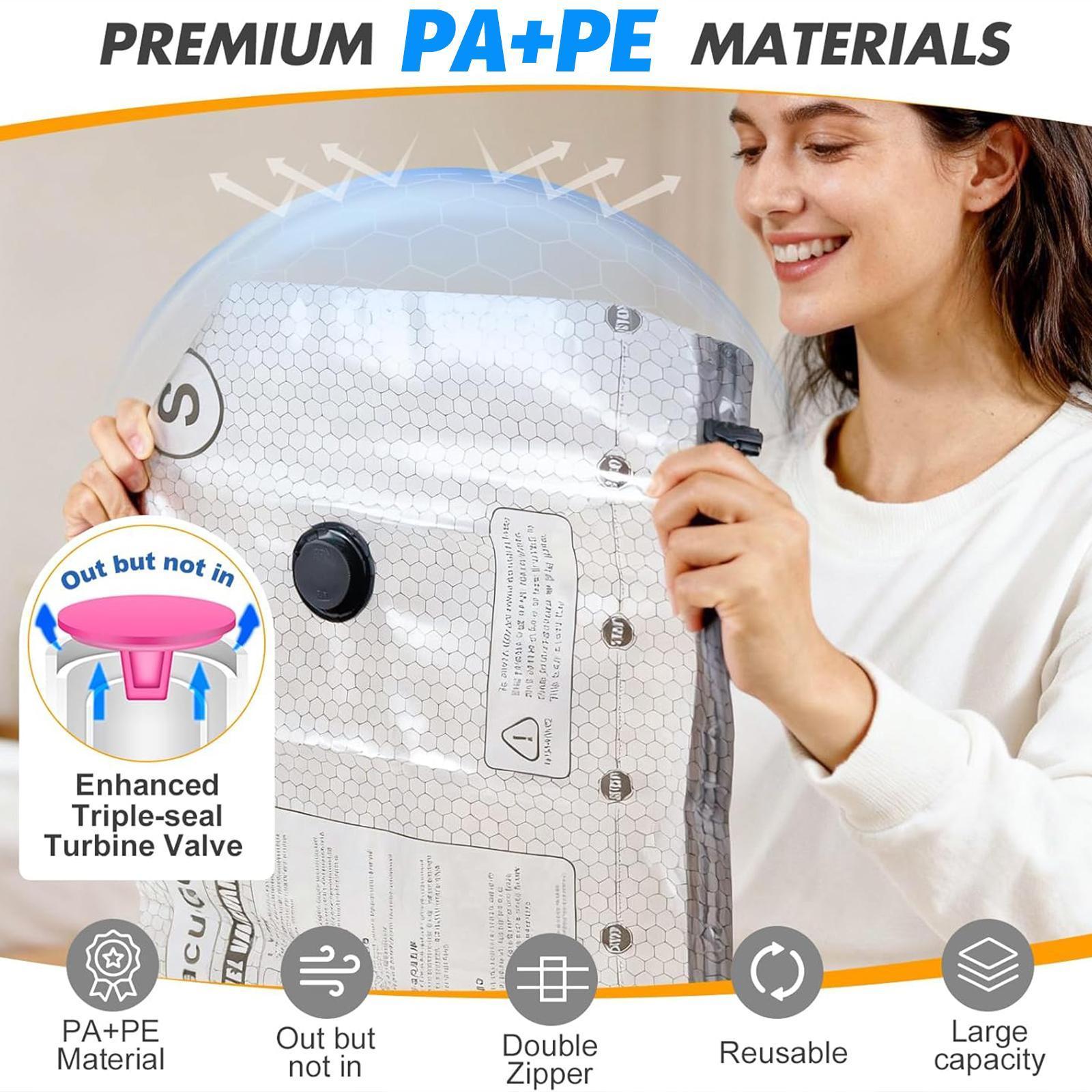 Vacuum Storage Bags 15 Pack Cordless Travel Vacuum Compression Bag Set Equipped with Electric Air Pump Space Saver for Clothes Comforters Blankets Travel Home Organization