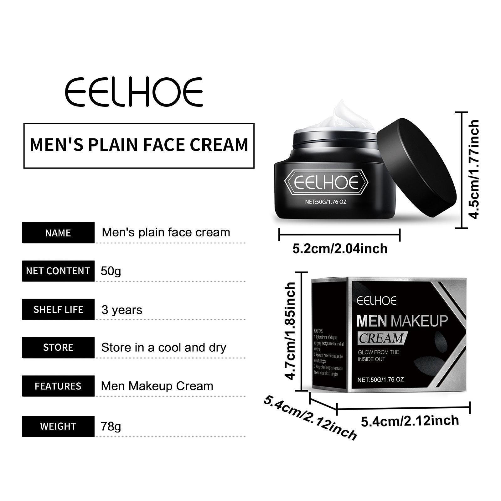 EELHOE Men Makeup Cream Even Skin Tone Oil Control Shrink Pores Moisturizing Face Concealer Matte Waterproof Makeup Base Primer