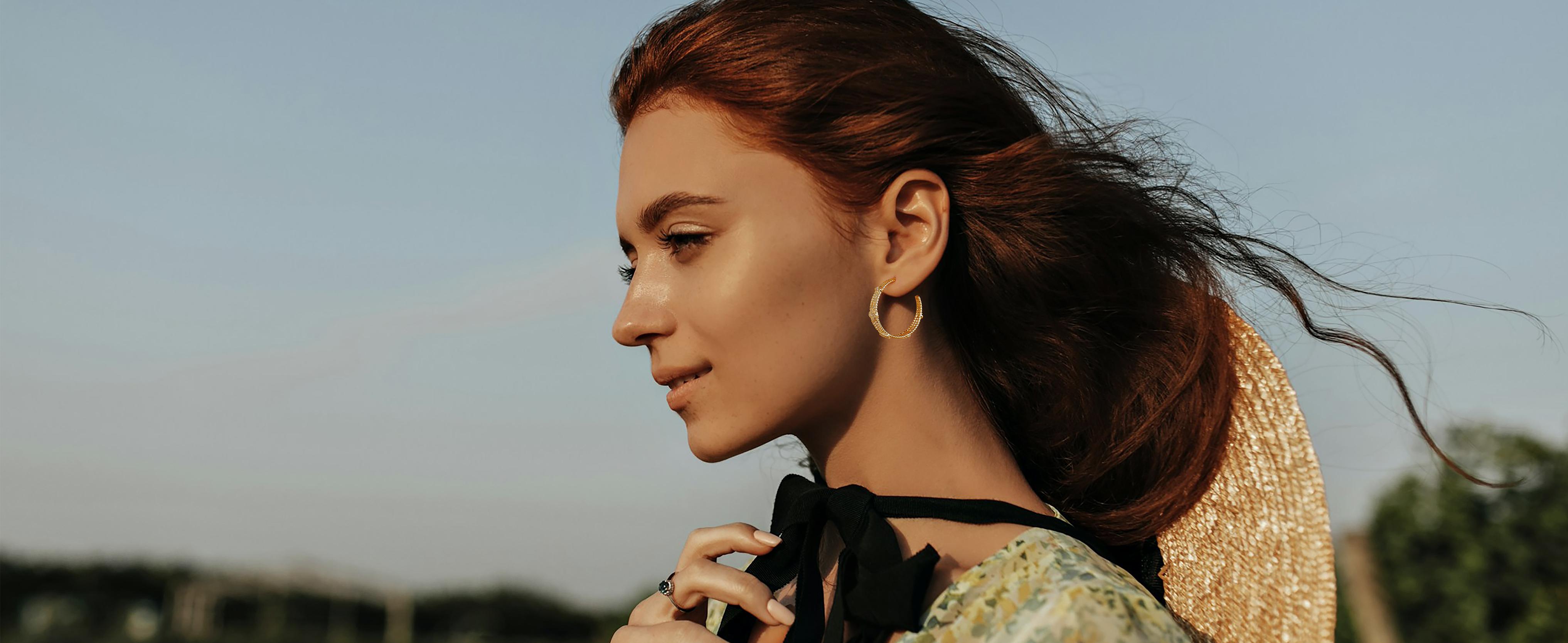 925 Sterling Silver Post Chunky Gold Hoops, CZ Gold Plated Hypoallergenic Stud Earrings for Women Trendy