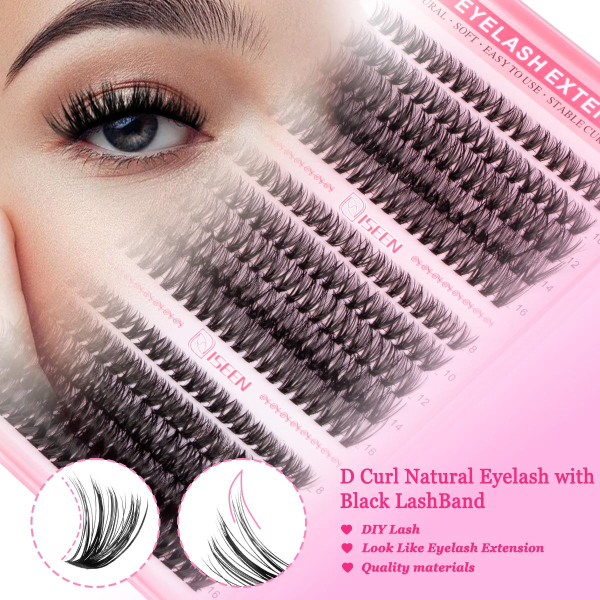 DIY Lash Clusters Kit, 600 Pcs Eyelashes Clusters Extensions Kit 8-16mm Individual Lashes D Curl Mixed False Eyelashes, Eyelash Set, with Bond&Seal&Eyelash Tweezers& Brush
