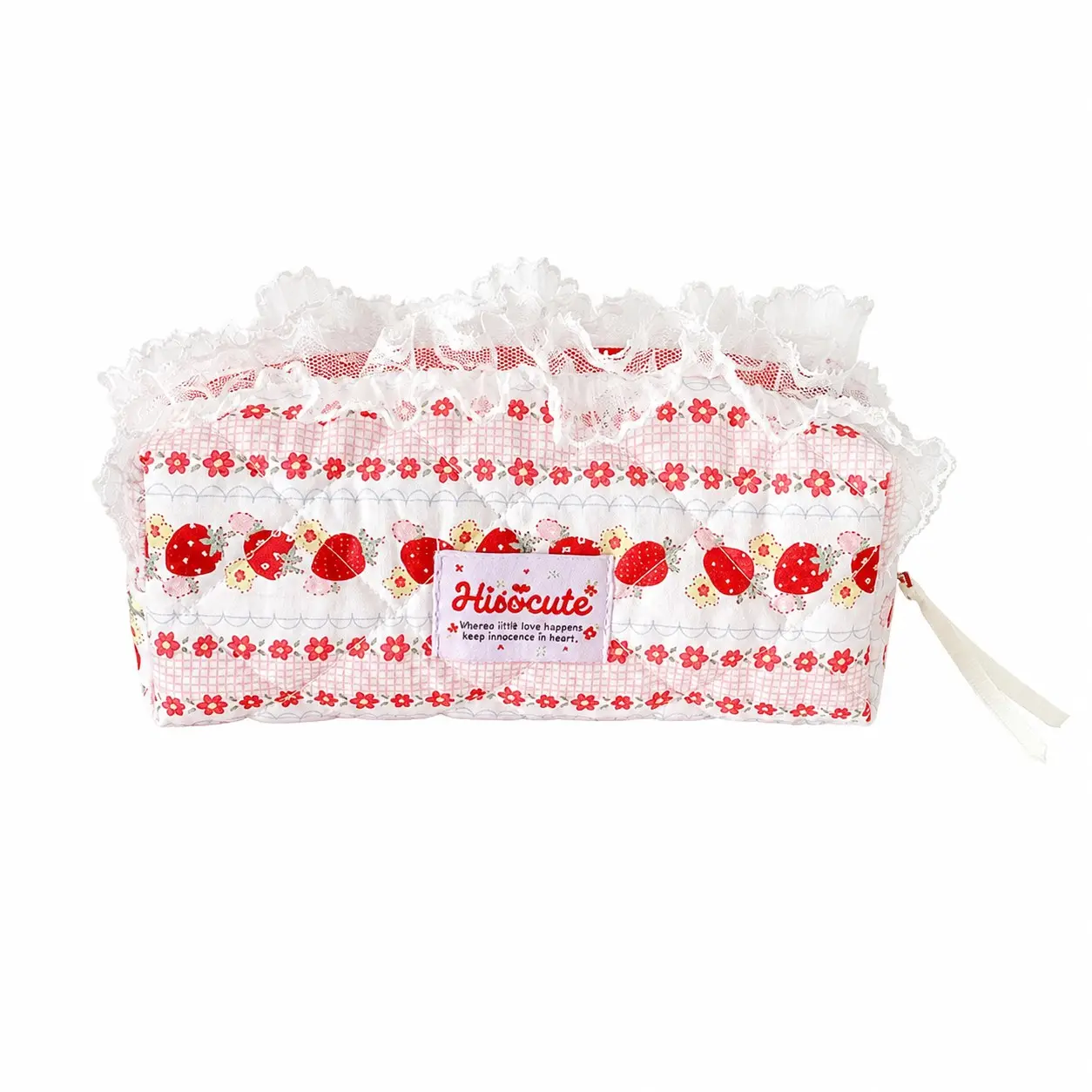 Cream Color Lace Pencil Case, Korean Style Stationery Organizer, Portable Student Pencil Box, Elegant Design for School Supplies