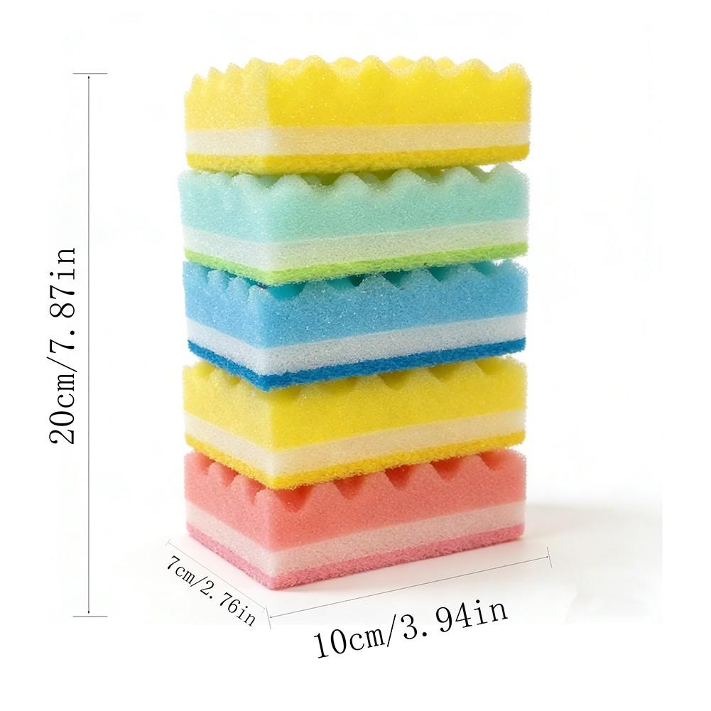 Wave Edge Cleaning Sponge Set, Soft Non-Scratch Kitchen Sponges, Deep Clean Oil Stains, Simple Fresh Design, Daily Household Use