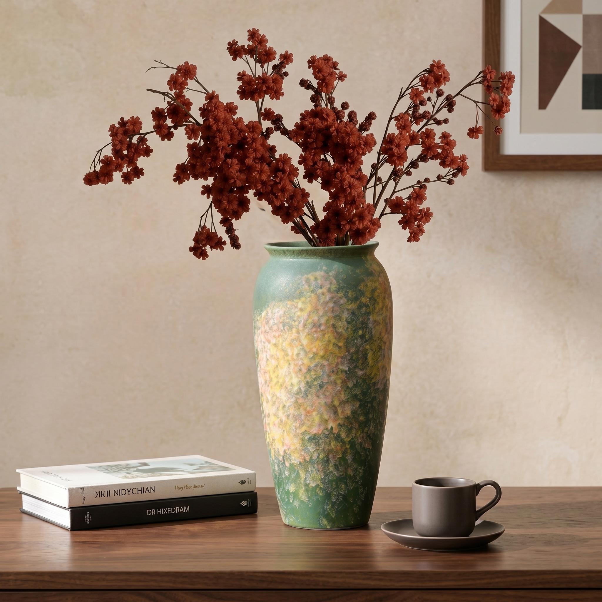 Vintage Ceramic Vase, Worn Gradient Spot Glaze Art Vase, Retro Wabi Sabi Home Decor Dried Flower Vase, Living Room Tabletop Decoration