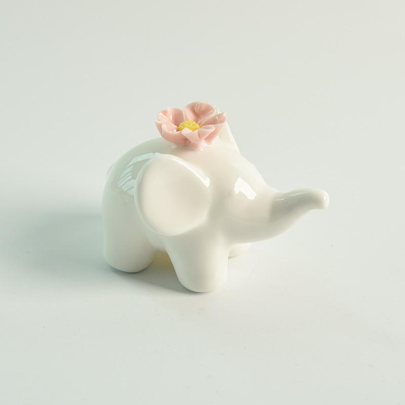 Cute Ceramic Elephant Incense Holder, Handcrafted Floral Incense Burner for Sticks, Aesthetic Cute Room Decor for Yoga Meditation, Boho Desk Decor, Spiritual Gift for Relaxation, Lucky Elephant Home Decor