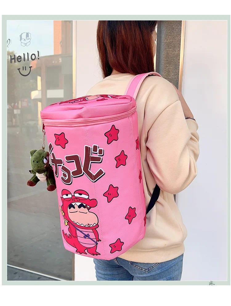 Crayon Shin-Chan Same Style Cute Backpack Crocodile Biscuit Backpack Top Zipper Badminton Racket Bag Portable Large Capacity Bag
