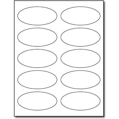 White Glossy Oval Labels 1 3/4" x 3 3/4" Product Stickers - 100 Labels