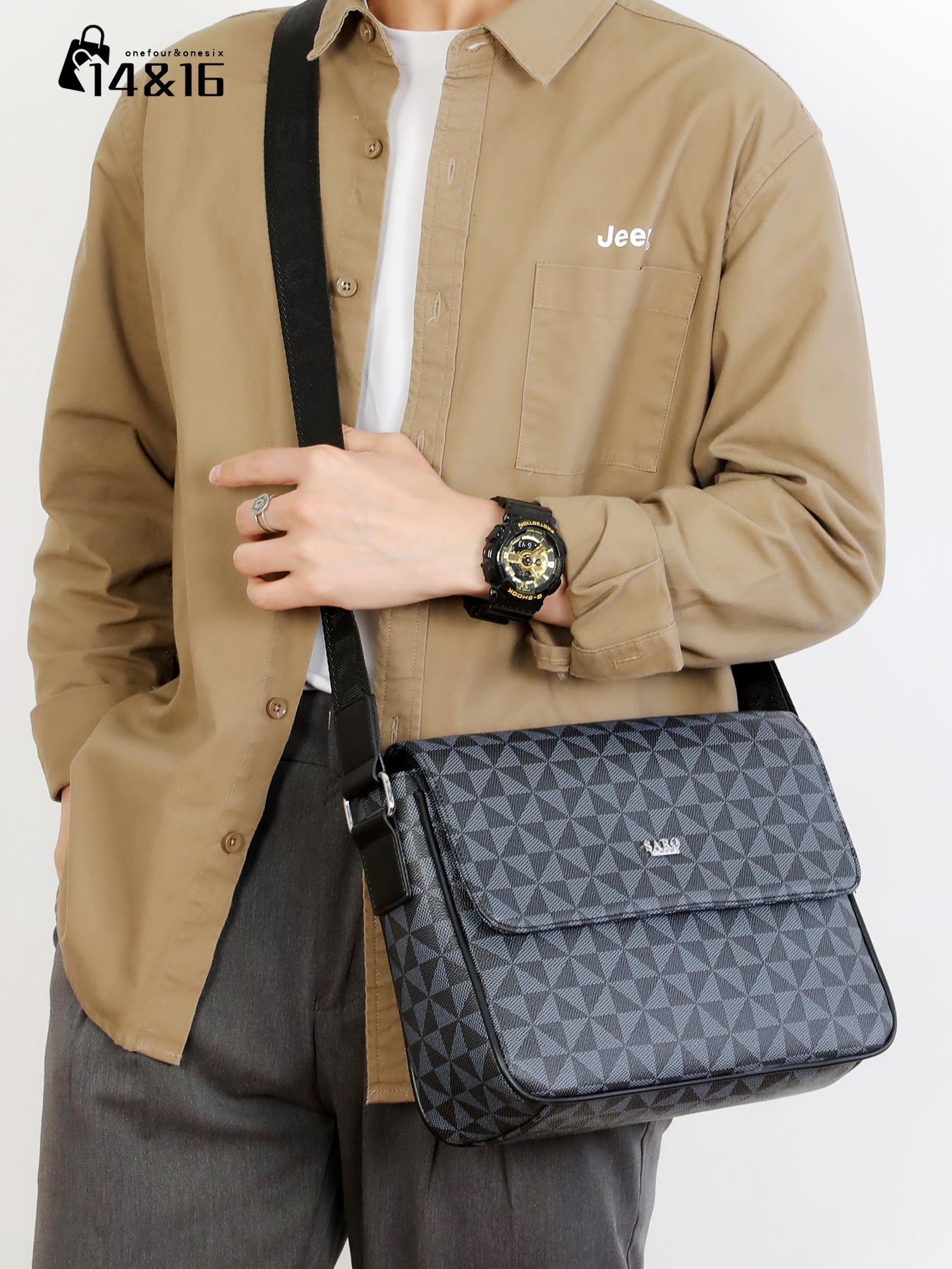 Men's Messenger Bag, Crossbody Shoulder Bag, Side Pocket Pouch, Multifunctional Commuter Casual Bag, Trendy Fashion Gift for Men