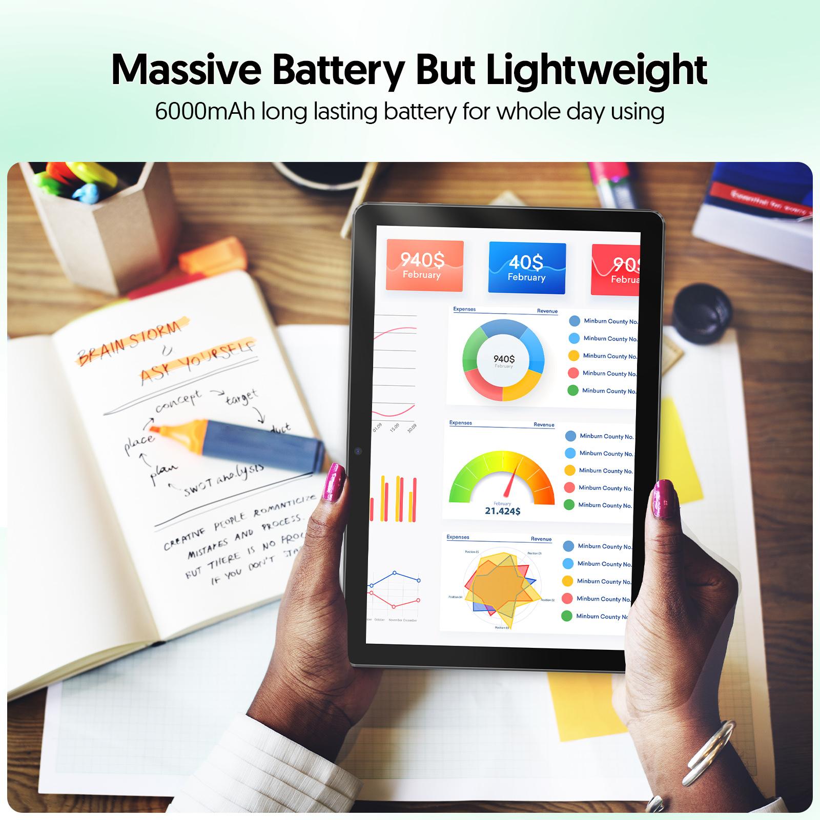 10 inch Tablet Android 13 Tablets, 7(3+4) RAM, 64GB ROM, 1TB Expand, 4-Core CPU,5G Wifi,2+8MP Camera, 2 in 1 Portable Device with Keyboard, Mouse, Case, Stylus, Perfect Gift