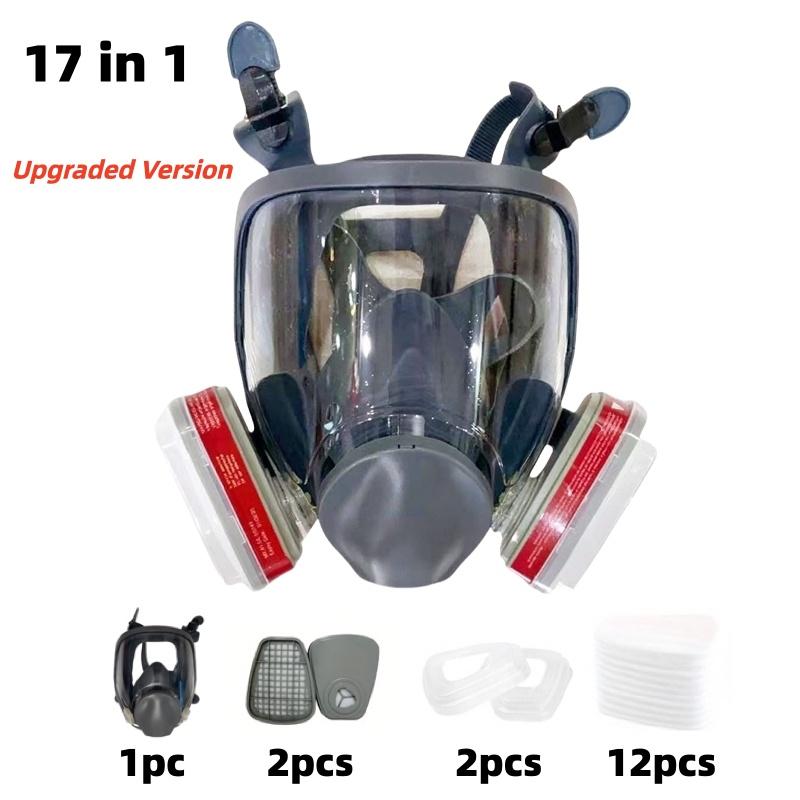 Reusable Full Face Mask with Filter Box, 17-in-1 Anti-Gas and Dust-Resistant Anti-Fog Full Face Mask Set for Painting, Woodworking, Construction, Grinding, Spraying and Chemicals #GLOBAL PICKS