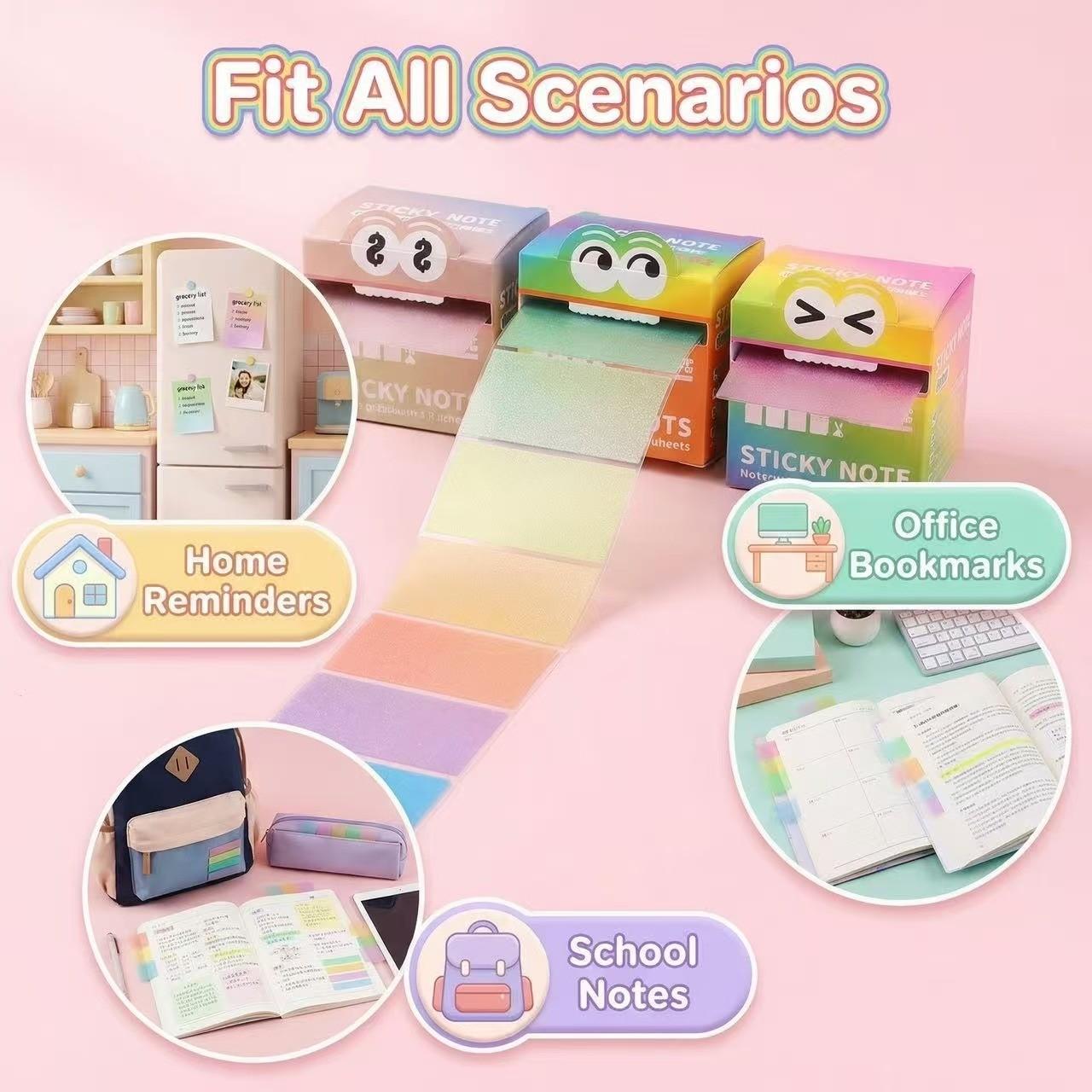 105pcs Rainbow Dopamine color matching pearlescent waterproof post-it notes, pull-out design and easy to use self-adhesive post-it, which is the first choice for colorful and interesting stationery gifts in families, schools and offices.