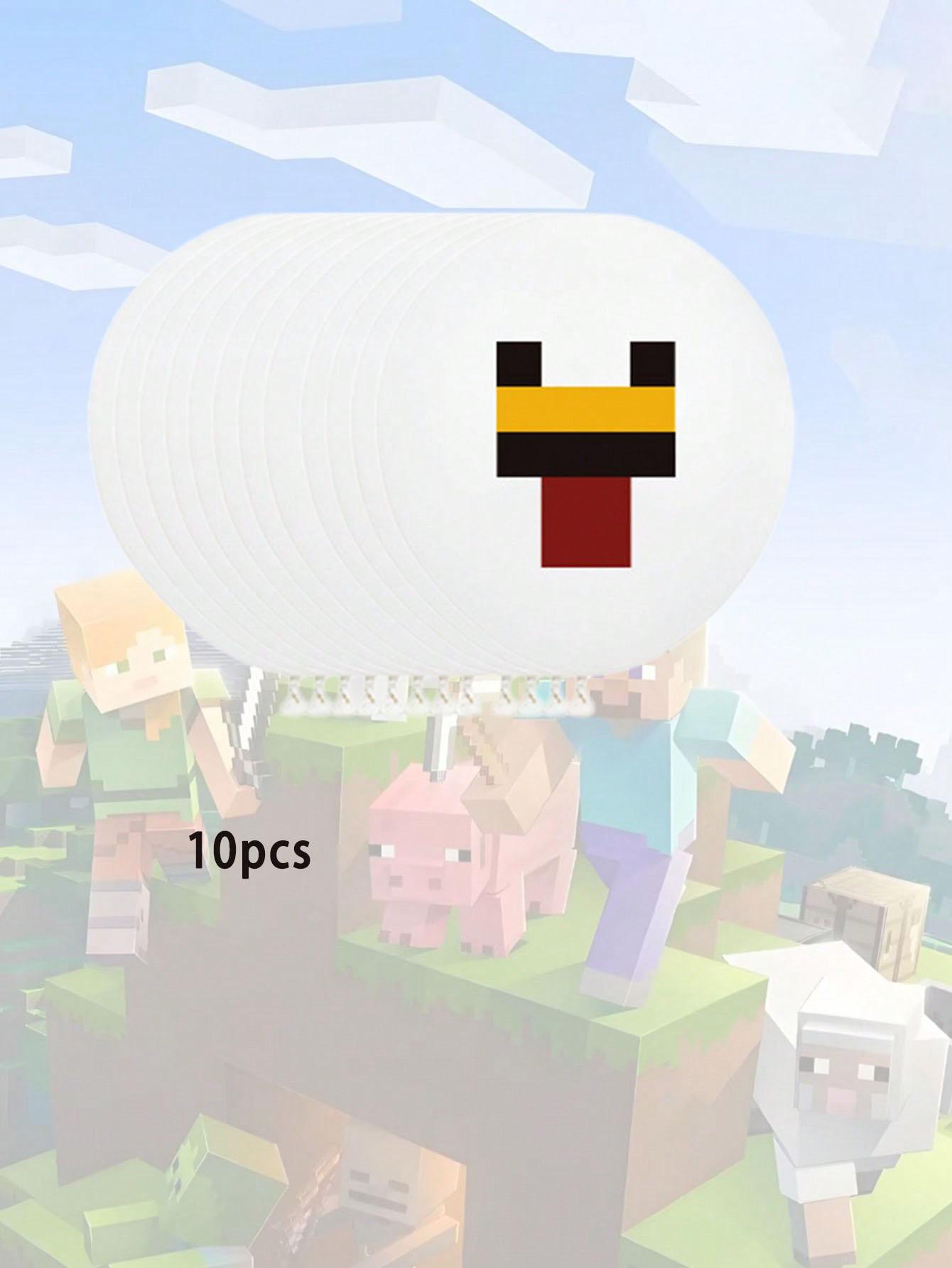 10pcs Multi-Color Theme Balloons Set, Christmas Party Decorations, Pixel Game Style Holiday Balloons, Perfect for Festive Events