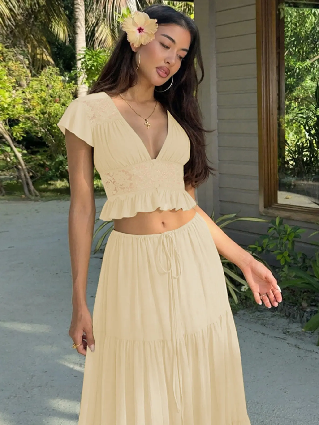 long skirt short top dress Amazon.com: Maxi Skirt Sets for Women 2 Piece Outfits Ruffle Sleeve Crop  Tank Top and High Waist Tiered Skirt Beach Dress Set1-Black,Small :  Clothing, Shoes & Jewelry