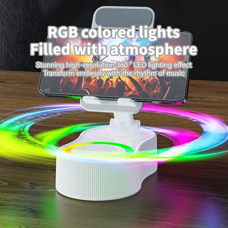Creative Wireless Bluetooth Speaker Phone Stand USB Emergency Rechargeable Portable Power Bank Tablet Holder with Colorful Ambient Light, Perfect Gift for Friends and Family