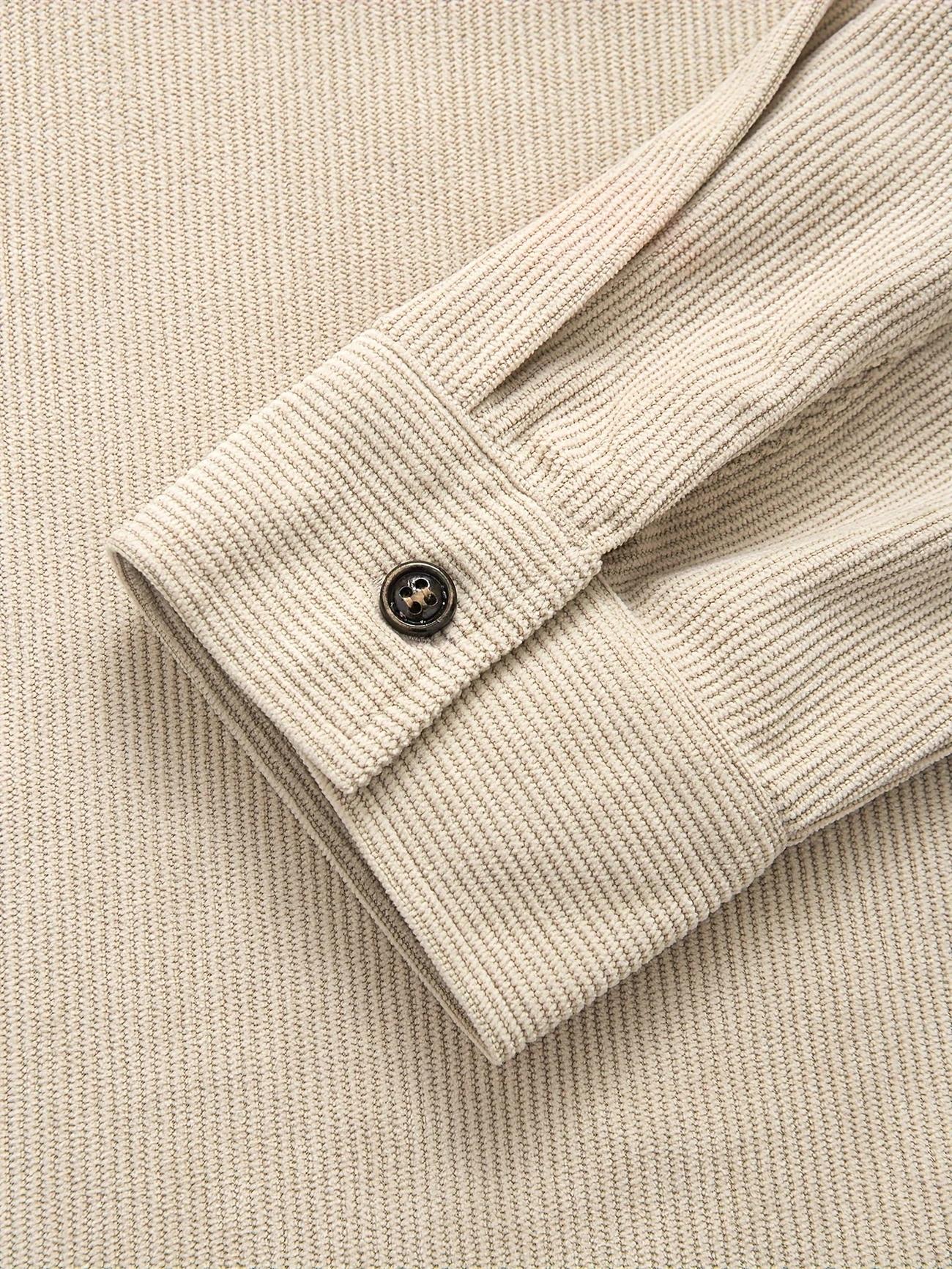 Popular corduroy material men's casual shirt jacket with lapel buttons, long sleeved cardigan, double patch pocket design suitable for daily leisure, fashion, simplicity, commuting, street fashion, spring and autumn long sleeved shirt
