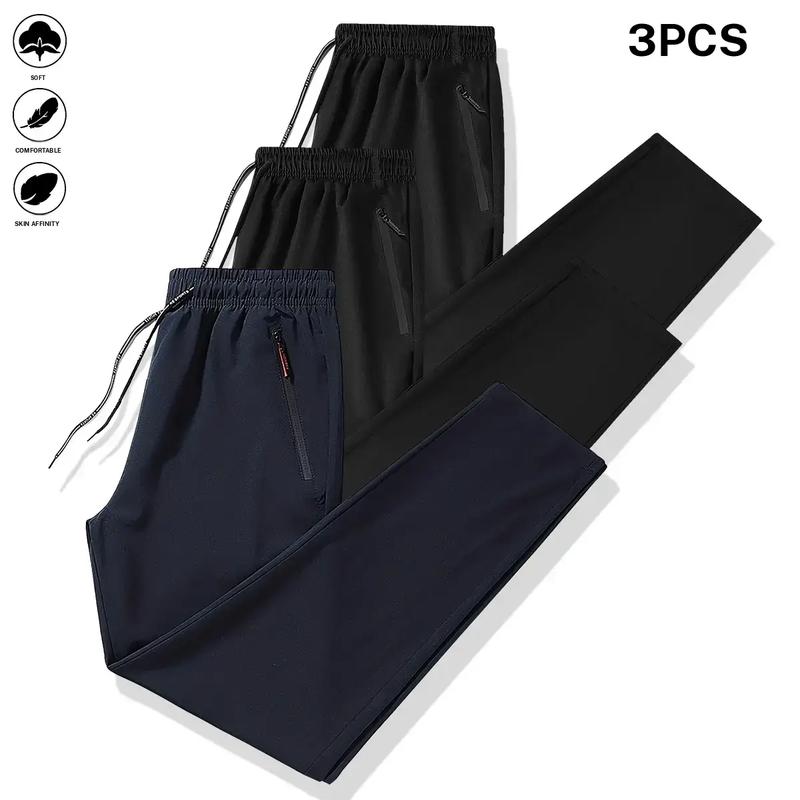 Men's Lightweight Joggers with Zippered Pockets and Adjustable Waistband Full Season Gym Training Casual Pants, Regular Fit Solid Color, Suitable for Sports, Outdoor, and Casual Wear, Exercise Leggings, Sporty Casual Wear, Trendy Sports Wear, Durable Sp