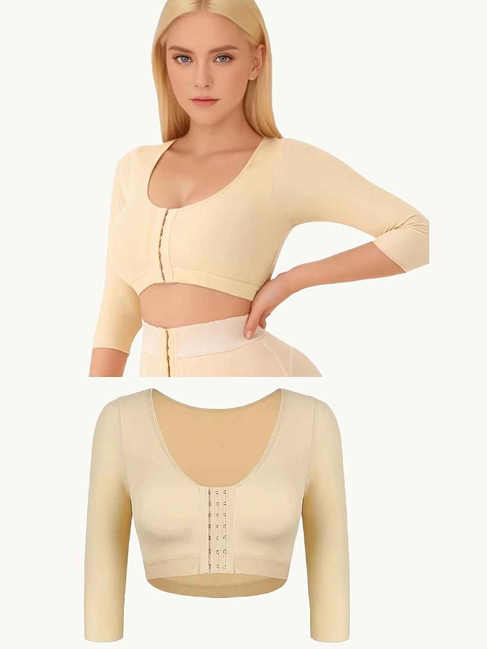 Women's Front Opening Shaping Bra Set Upper Arm Shaping Training Top Compression Sleeve Top Tummy Control Breast Arm Sculpting Body Shaper