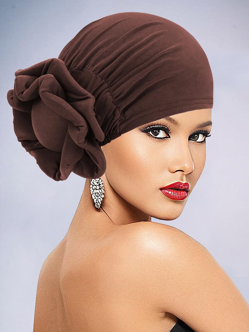 Women's Elegant Flower Design Turban Hat Trendy Breathable Head Wrap, Versatile African-inspired Turban for Daily Use Turban Hijab