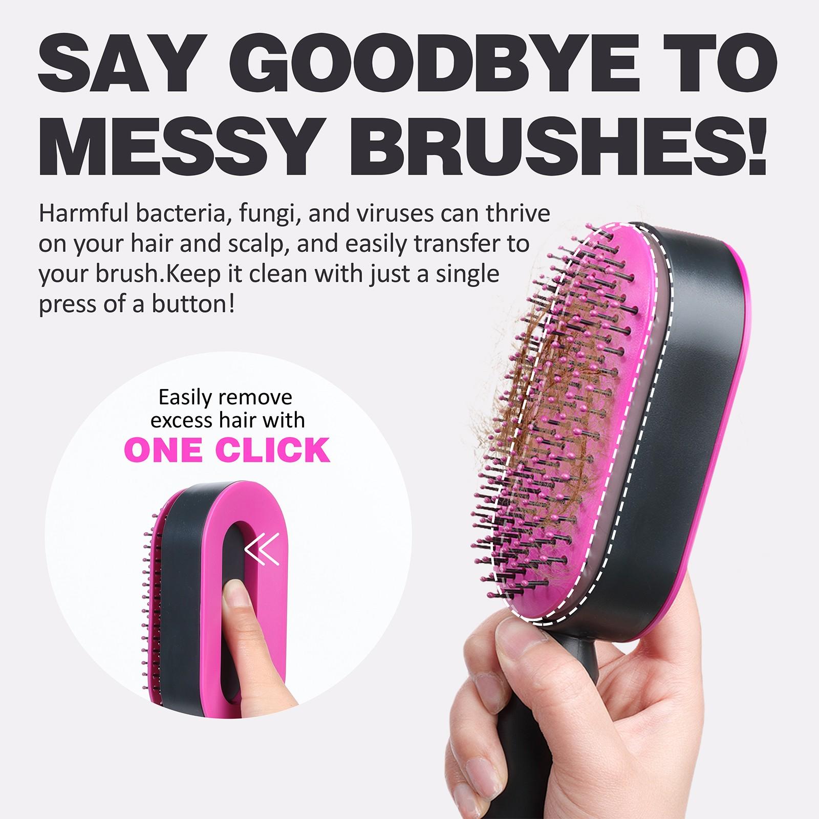 1pc Press-Down Easy-Clean Hair Comb, Anti-Tangle Scalp Massage Brush, Anti Tangle Brushes, Dry/wet Use Styling Comb, Detangling Brush For Curly Hair, Ideal for Long Curly Hair, Short Hair, Home, Salon, Travel