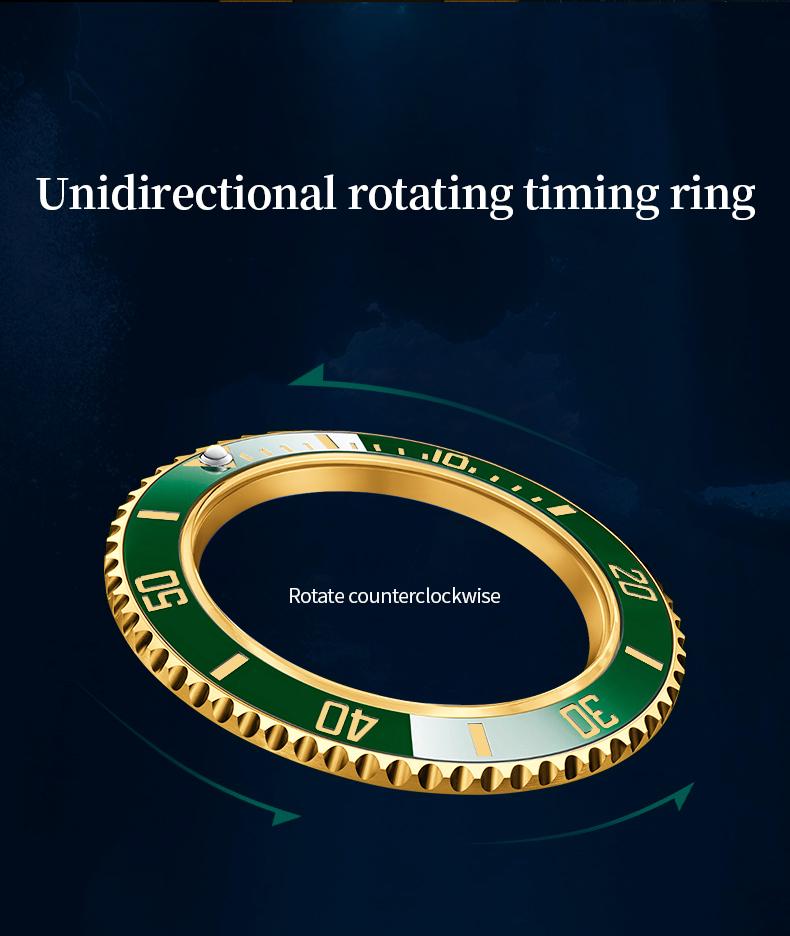 【TikTokShopStockUp】Veadons Men's Luxury Dress Watch, Green Dial, 40mm Stainless Steel Strap, Rotating Quartz Analog, Waterproof Luminous Large Dial Boss Wristwatch summer business