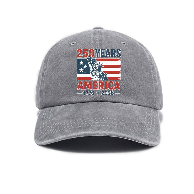 2026 New Trendy Versatile American Independence 250th Anniversary Printed Washed Vintage Soft Top Outdoor Sunshade Baseball Cap