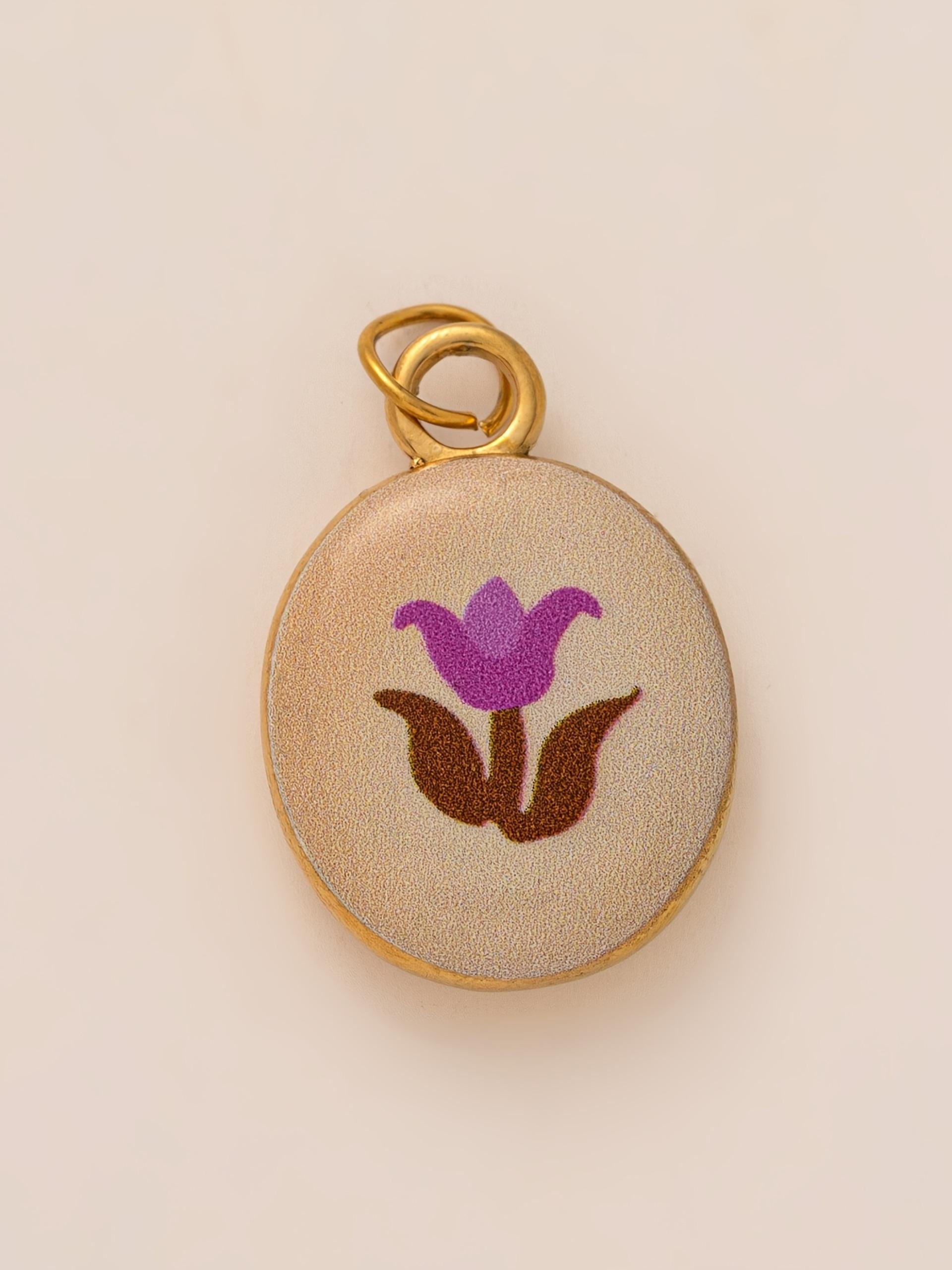 1PC stylish and minimalist commuter-style pendant, enamel painted, square, floral series pendant, 18K gold-plated stainless steel, suitable for DIY fashion accessories such as keychains, bags, and jewelry.