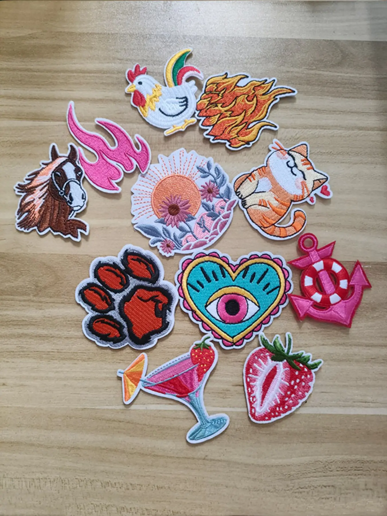 11pcs Embroidered Fabric Patches, Fashion Repair & Decoration Stickers, DIY Craft Supplies, Clothing Accessories, All Seasons Use