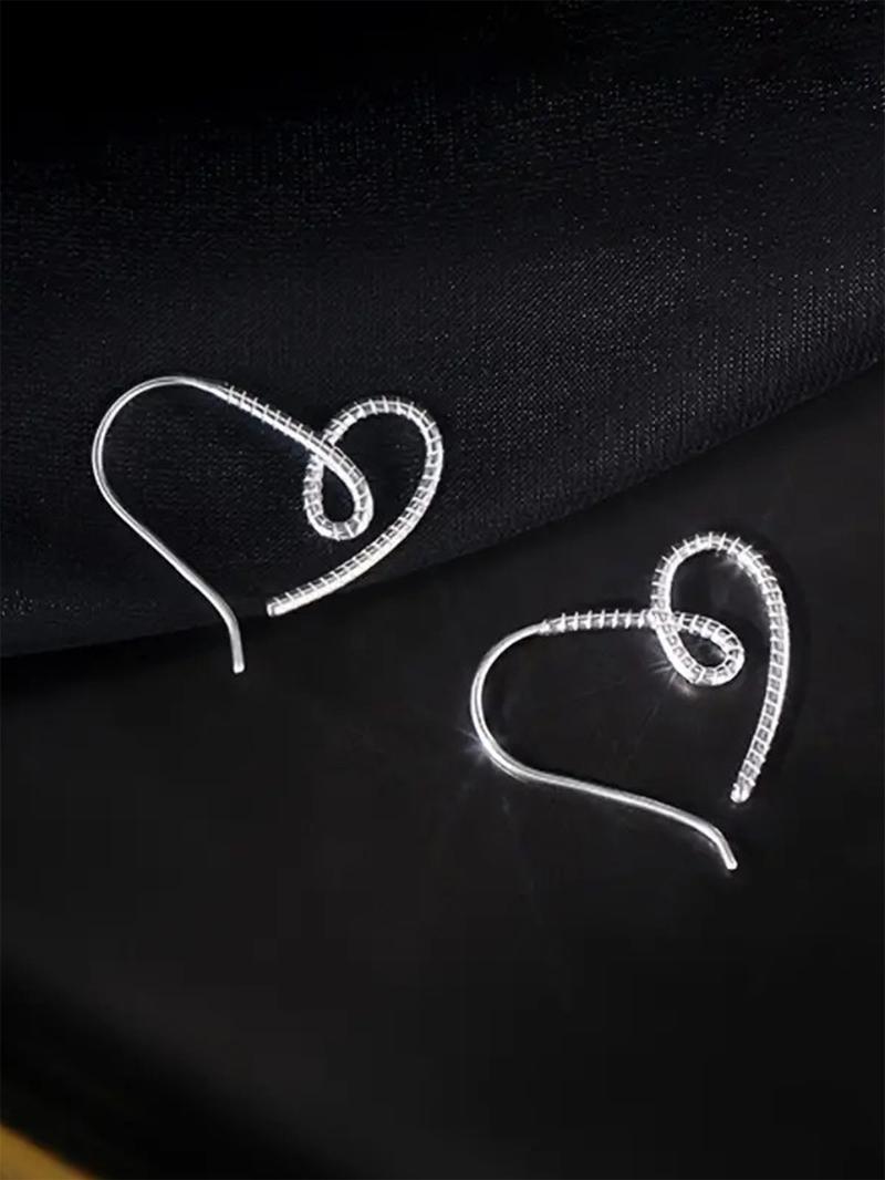 Women's Elegant Heart Design Dangle Earrings, Exquisite Trendy Dangle Earrings, Fashionable Minimalist Jewelry for Women for Daily & Party Decor