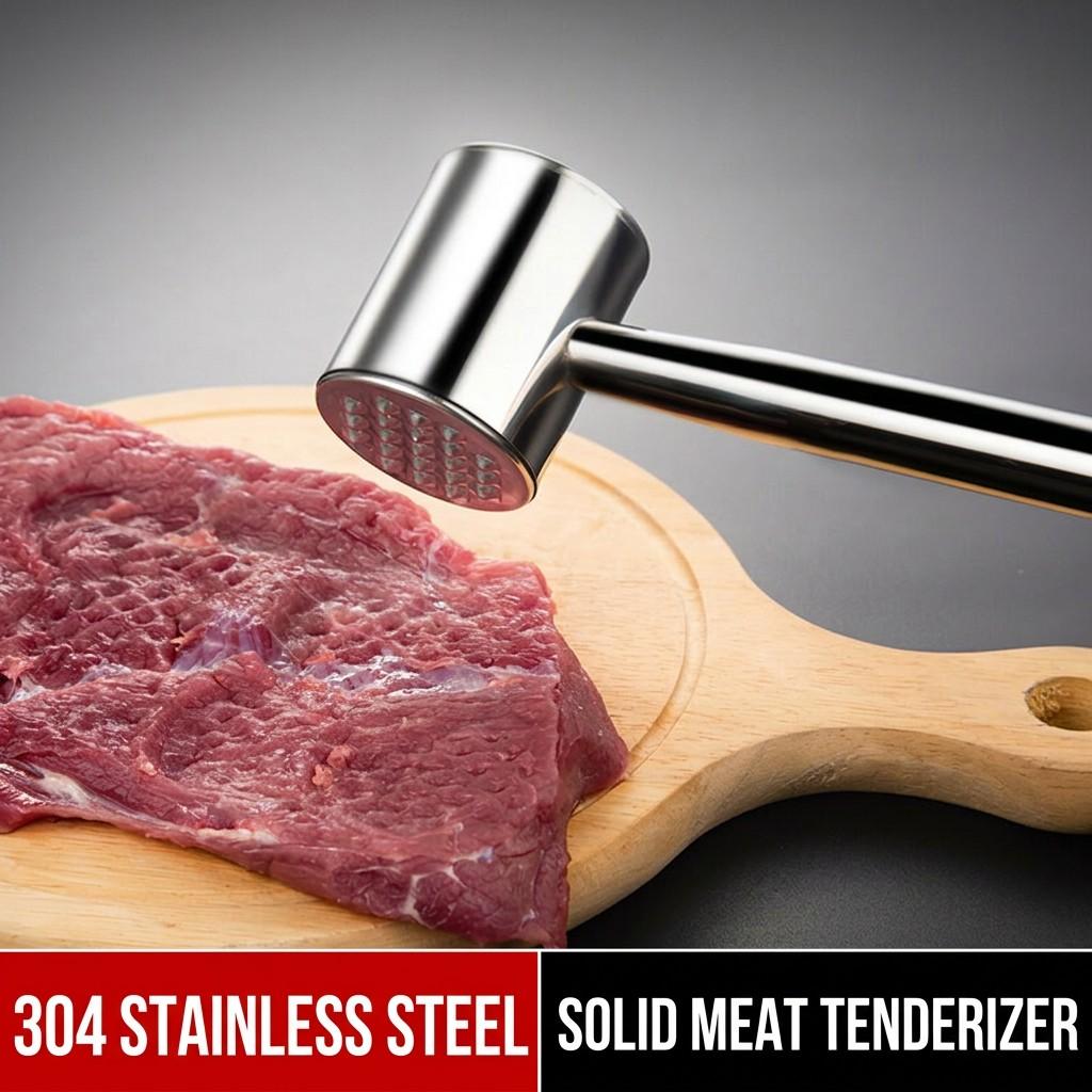 304 Stainless Steel Multi-Use Meat Tenderizer Hammer, Kitchen Tool for Cooking, Durable and Versatile, Perfect for Home Use