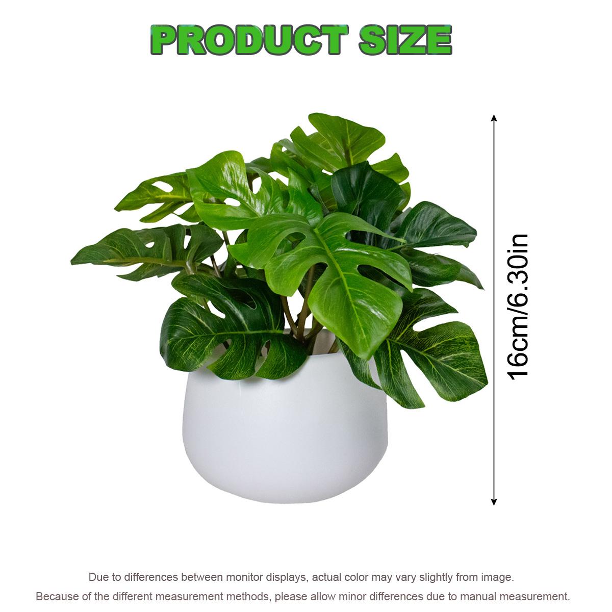 1pc Artificial Monstera Plant in A White Pot, 6-inch Potted Artificial Green Plant, Perfect for Decorating Dining Tables, Home Interiors, and Office Bookshelves. Maintenance-free—no Watering Required.