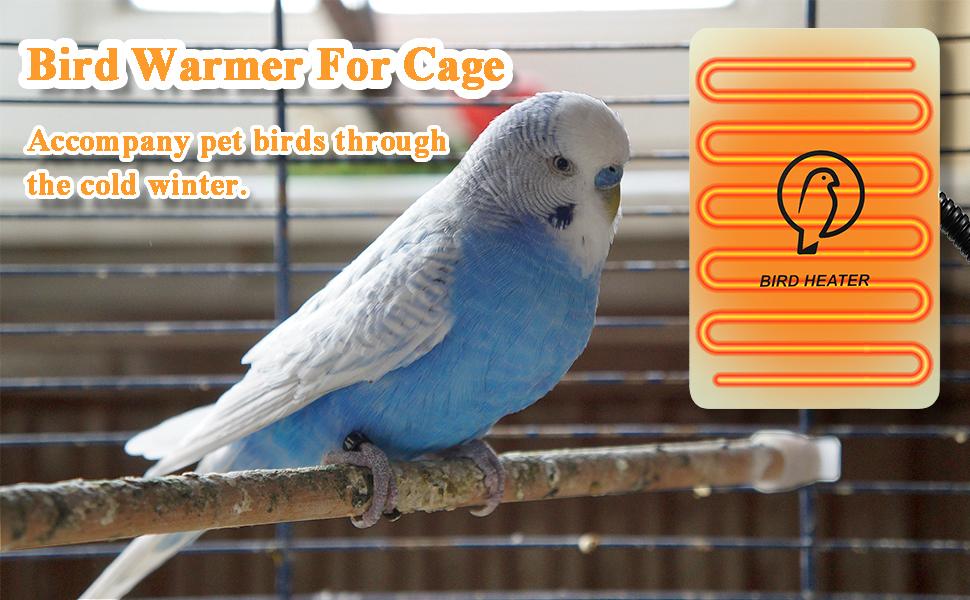 EVERBETTERUS 10W Cage Heater - Draft-Protecting Snuggle-Up Accessory for Exotic Pet Birds (African Grey, Parakeets), 3.7"x5.7" Bird Perch Supplies, Protect, Drafts