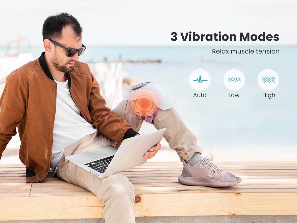 COMFIER Comfort Heated Knee Massager, 3 Vibration Modes Leg Relaxation Massager, 3 Heat Adjustment Modes Leg Relaxation Massager , with LED Screen