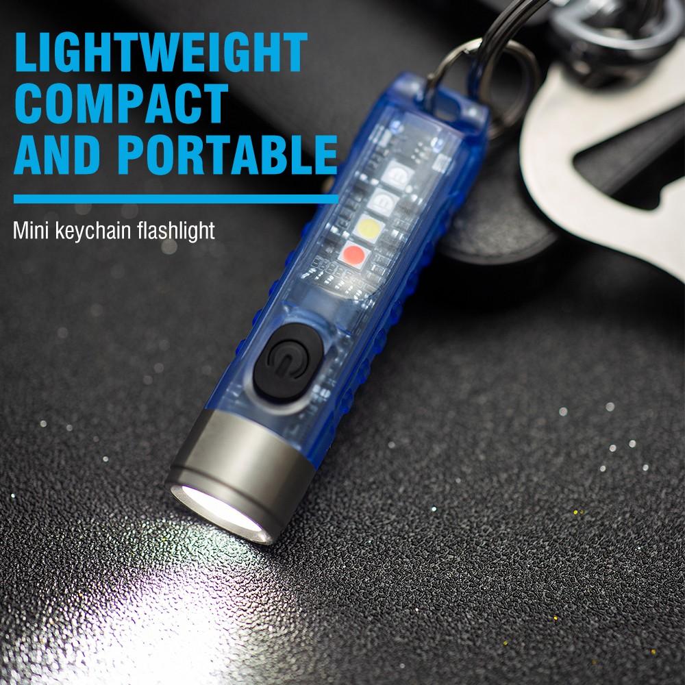 Small Powerful Mini Keychain LED Flashlight, Tactical Portable High Bright Pen Light, Sst20 LED USB Rechargeable, Ip65 Waterproof, Multi-Function Emergency Lighting