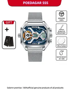 Men's Business Fashion Rectangle Dial Watch, Casual Trendy Wristwatch, Fashionable Watch for Daily & Business Decoration As Gift with Box