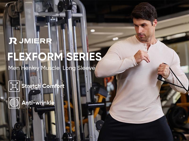 JMIERR Mens 2025 Fall Fashion Casual Henley Shirt Long Sleeve T-Shirt Slim Fitted Shirts Curved Hem for Athletic Gym Workout JMIERR Mens 2025 Fall Fashion Casual Henley Shirt Long Sleeve T-Shirt Slim Fitted Shirts Curved Hem for Athletic Gym Workout
