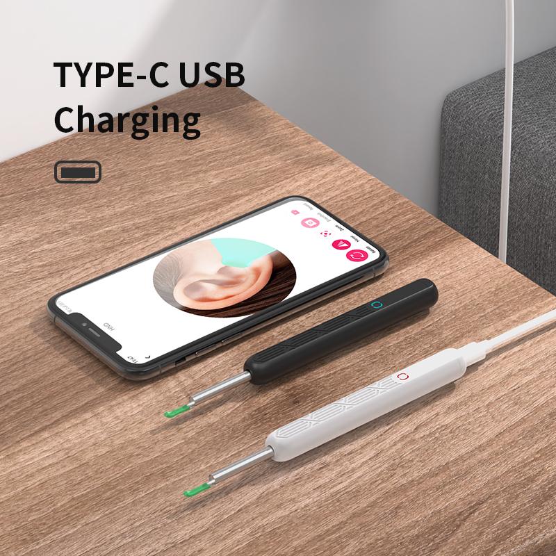 Earwax Removal Tool Kit with Camera, Portable 360° Wide-Angle Ear Cleaner, Waterproof Endoscope, Type-C Charging, Fits iPhone & Android, Earwax Cleaning Kit