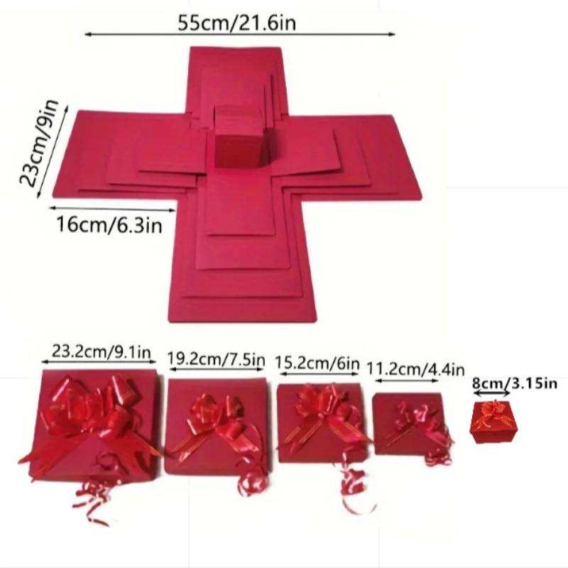 Five-Layer Surprise Explosion Gift Box with Ribbon, Multi-Pocket Snack & Candy Storage, Perfect for Birthdays, Holidays, Vacations, Asian Snack Box